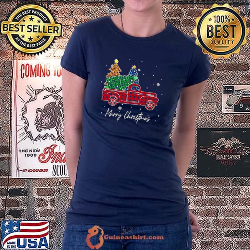 Original Merry Christmas Leopard Buffalo Truck Tree Red Plaid Shirt Ladiestee