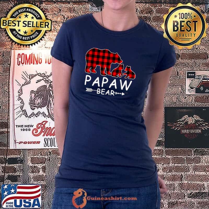 Original Papaw Bear Christmas Pajama Red Plaid Buffalo Family T Shirt