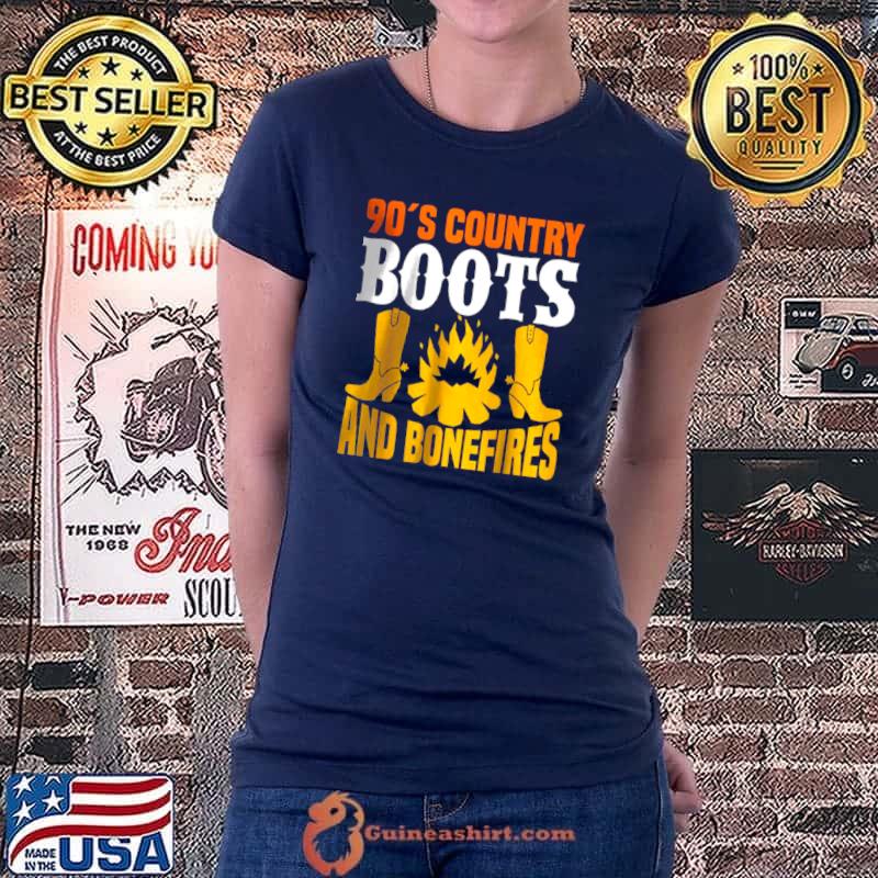 Premium 90s Country Boots And Bonefires T Shirt Ladiestee