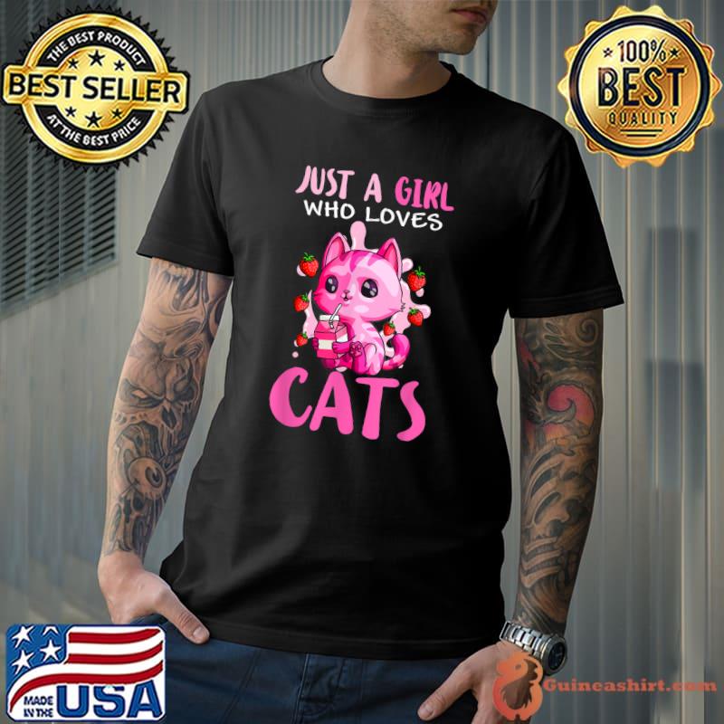 Premium Just A Girl Love Cat Cute cat lover gift T-Shirt