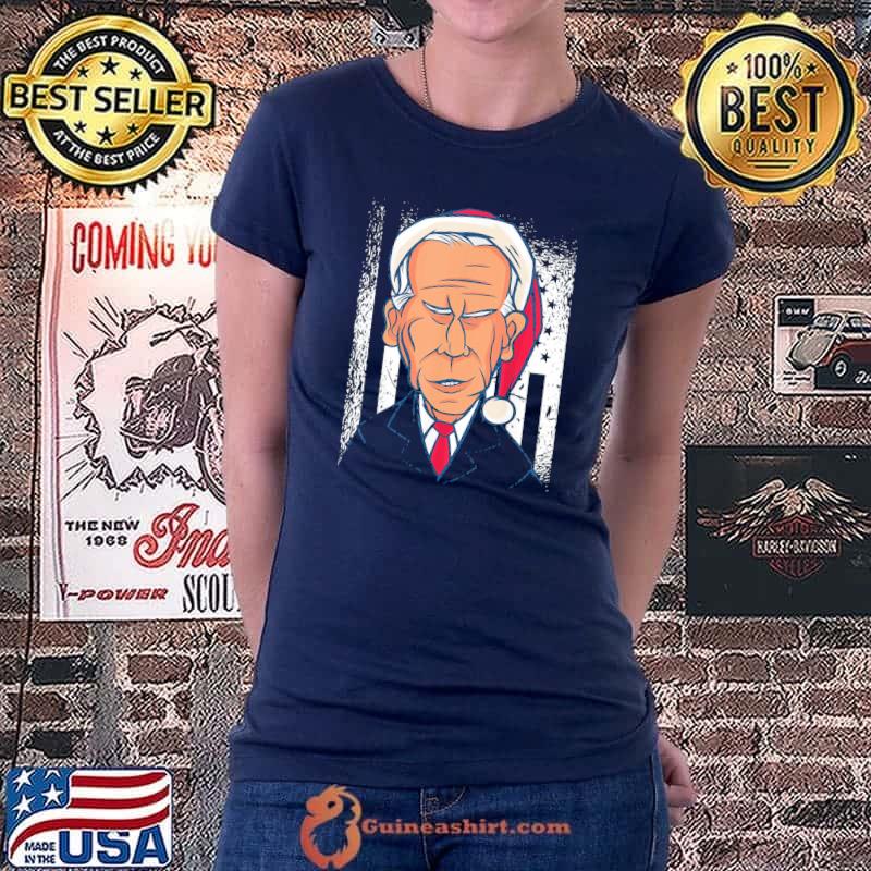 Premium Official Joe Biden Christmas Santa Claus Hat American Flag T-Shirt