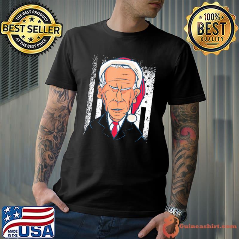 Premium Official Joe Biden Christmas Santa Claus Hat American Flag T-Shirt Unisex