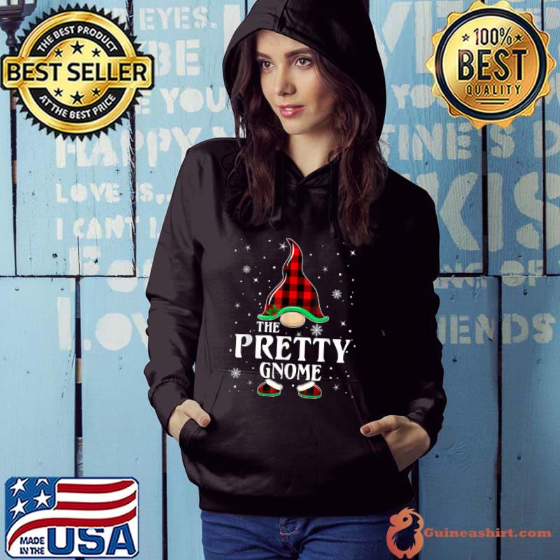 Premium Pretty Gnome Buffalo Plaid Matching Family Christmas Pajama T Shirt Hoodie