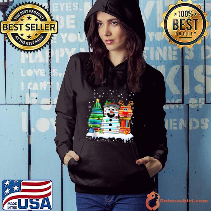 Premium Reading Book Christmas Tree Snowman Christmas Books Shirt