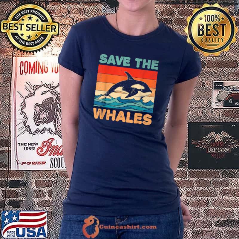 Premium Save The Whales Retro Vintage Orca Whale T Shirt