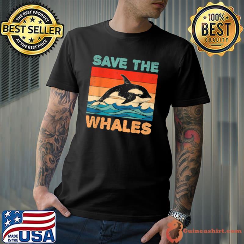 Premium Save The Whales Retro Vintage Orca Whale T Shirt Unisex