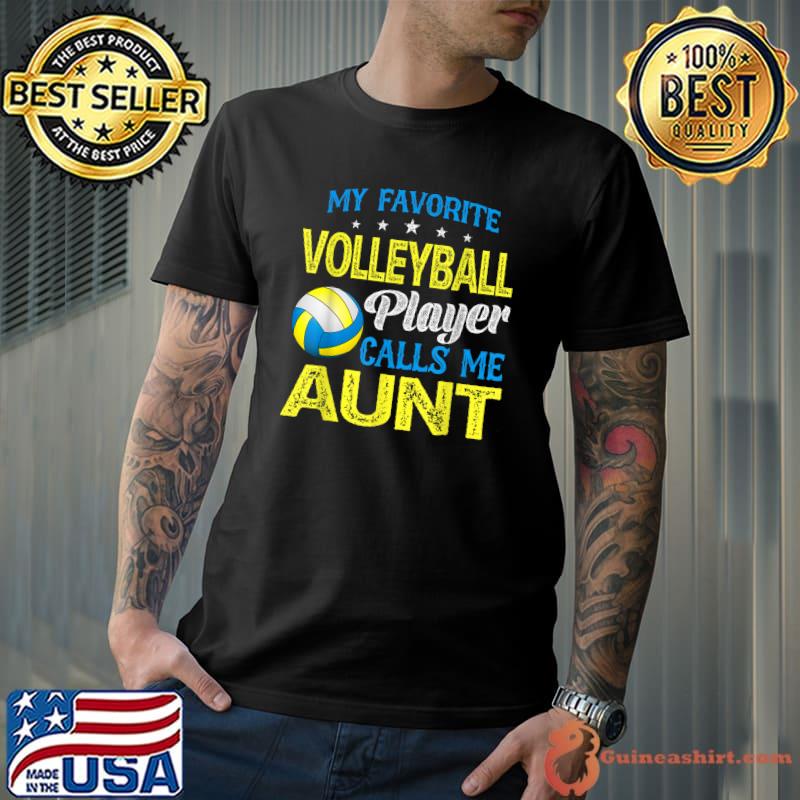 Premium Vintage Volleyball Lover Retro My Favorite Calls Me Aunt T-Shirt Unisex