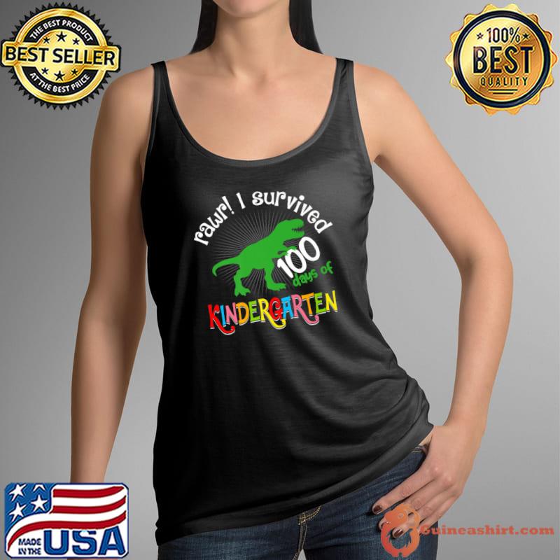 Rawr I Survived 100 Days Dinosaur 100th Day Premium T-Shirt Tank Top