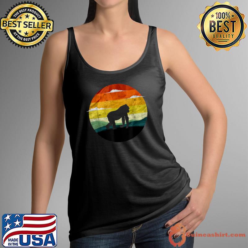 Retro Vintage Gorilla Monkey Animal Lover Sunset 70s 80s T-Shirt Tank Top
