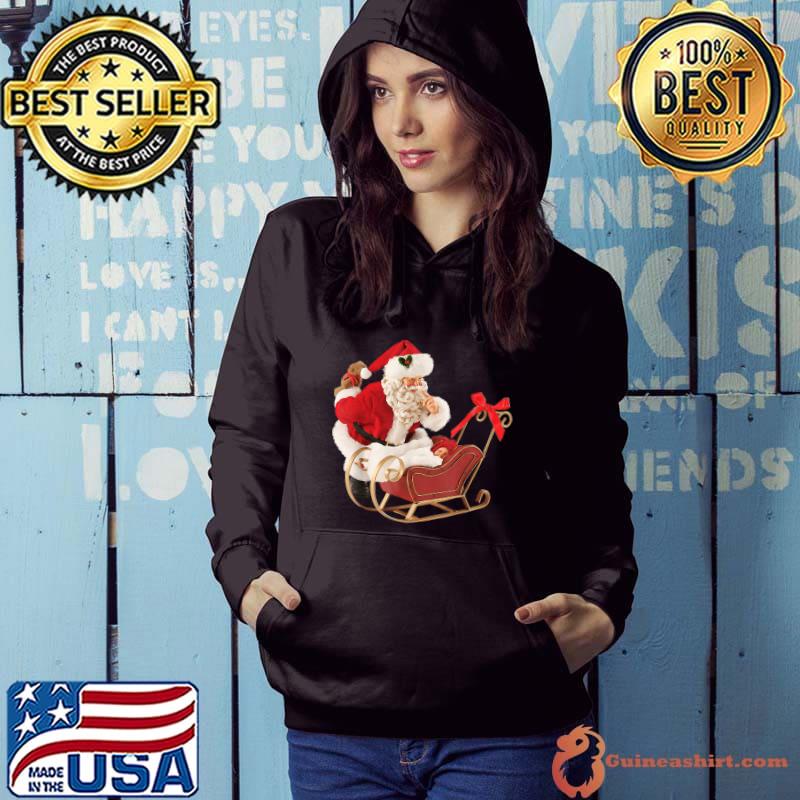Santa Claus Sleeping Baby in a Sled Rustic Christmas Decor T-Shirt Hoodie