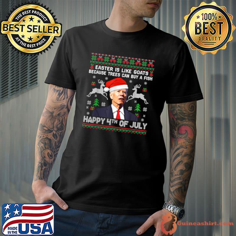 Santa Joe Biden Happy 4th of July Ugly Christmas Sweater Men T-Shirt