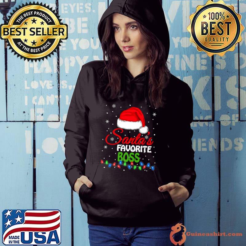 Santa's Favorite Boss Santa Hat Lights. Funny Christmas Premium T-Shirt