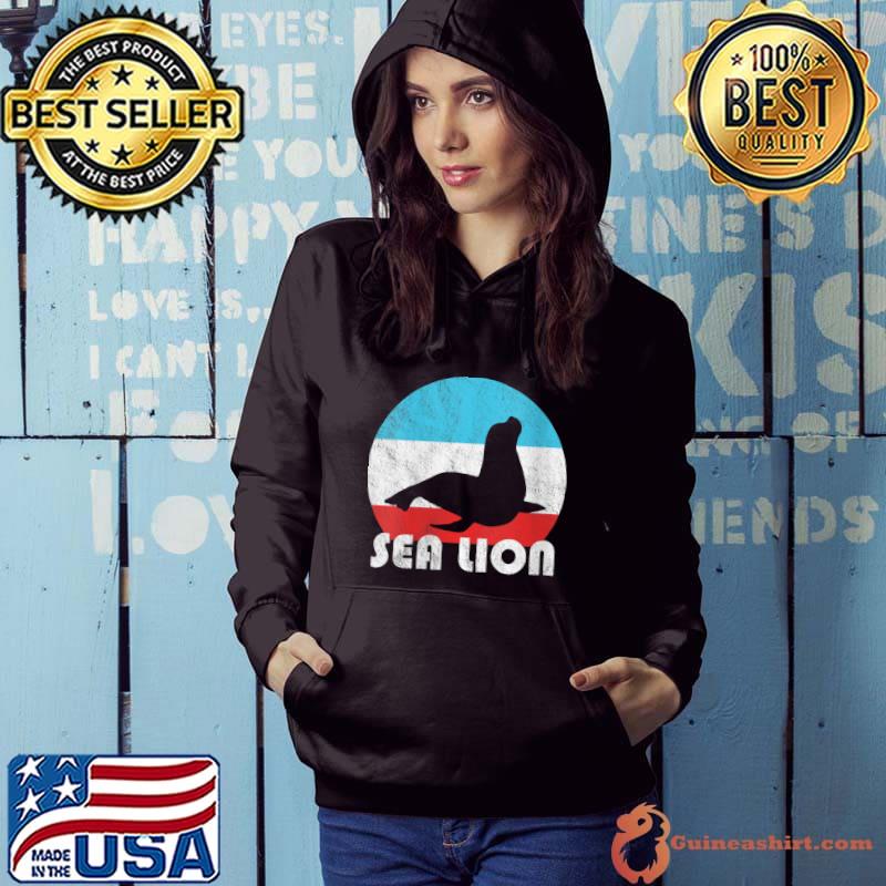 Sea Lion Vintage Retro Silhouette T- Hoodie