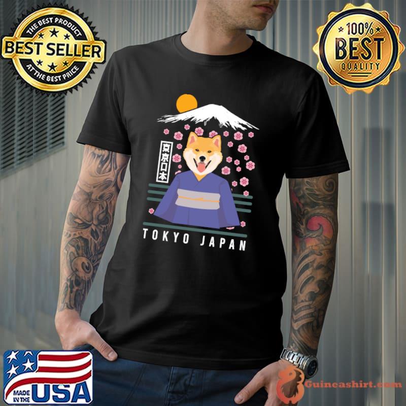 Shiba Inu Tokyo Japan Sakura Cherry Blossom Japanese Kimono T-shirt