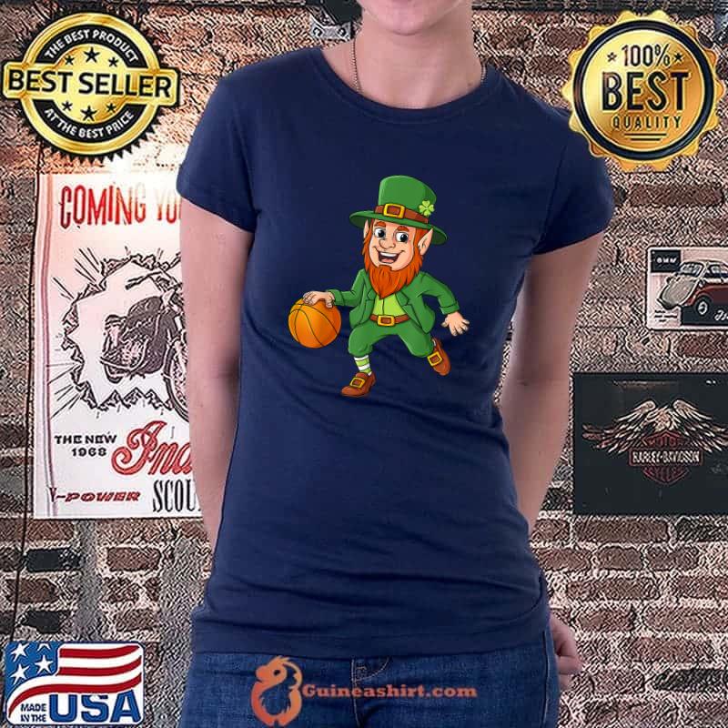 St Patricks Day Leprechaun Basketball Lucky Boys Girls Kids T-Shirt Ladiestee