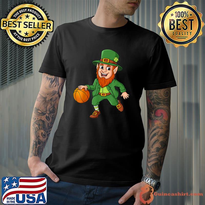 St Patricks Day Leprechaun Basketball Lucky Boys Girls Kids T-Shirt Unisex