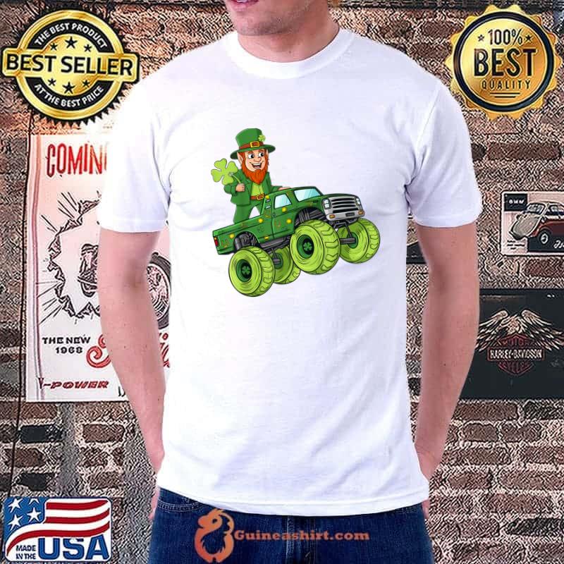 St Patricks Day Leprechaun Monster Truck Lucky Boys Kids T-Shirt