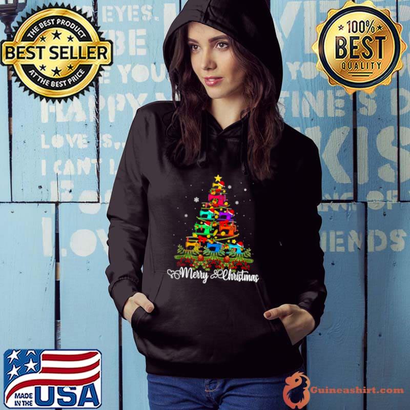 Top Merry Christmas Sewing Machine Christmas Tree Apparel Sweater Shirt