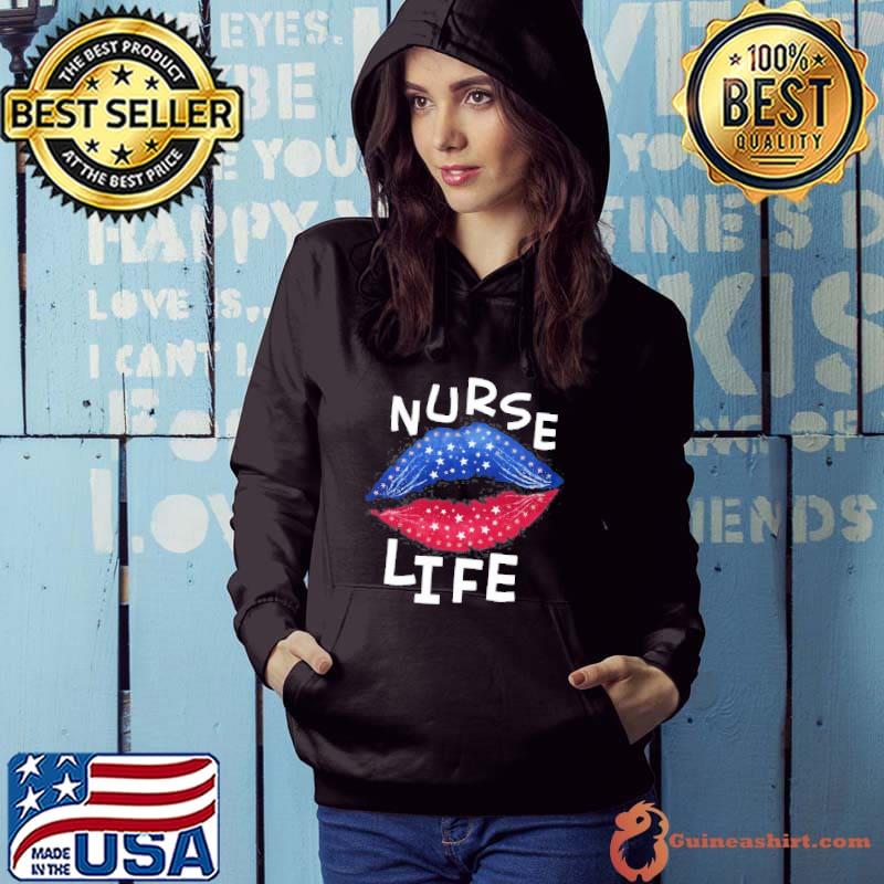 Top Nurse Life American Flag Lips T-shirt