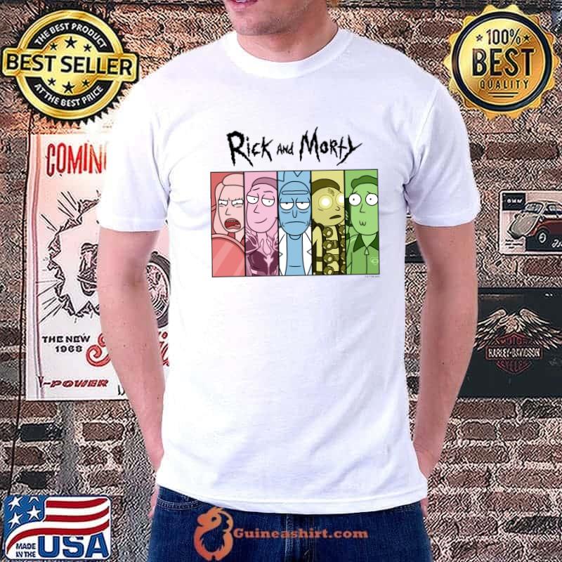 Top Rick And Morty Character Panel Logo T-shirt