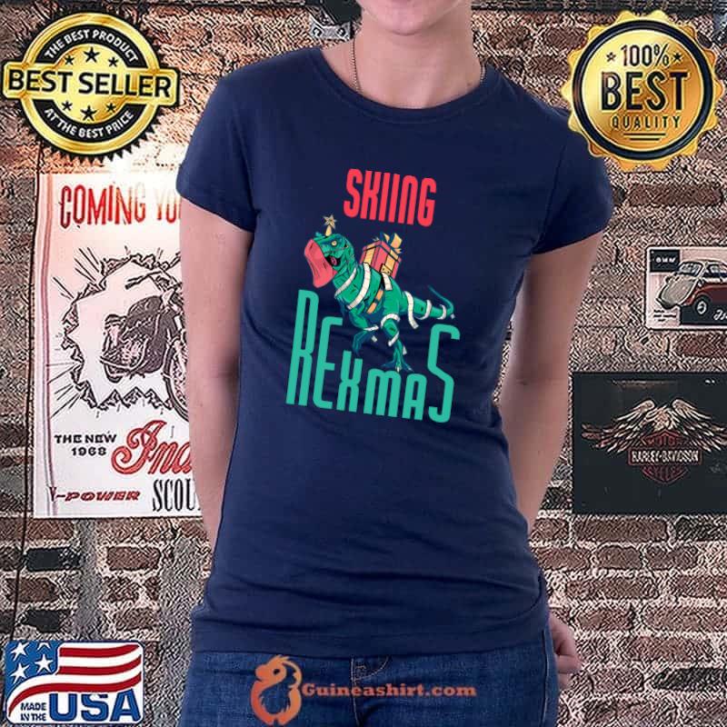 Top Skiing Rexmas T-Rex Dinosaur Christmas Holiday - Skiing T- Ladiestee