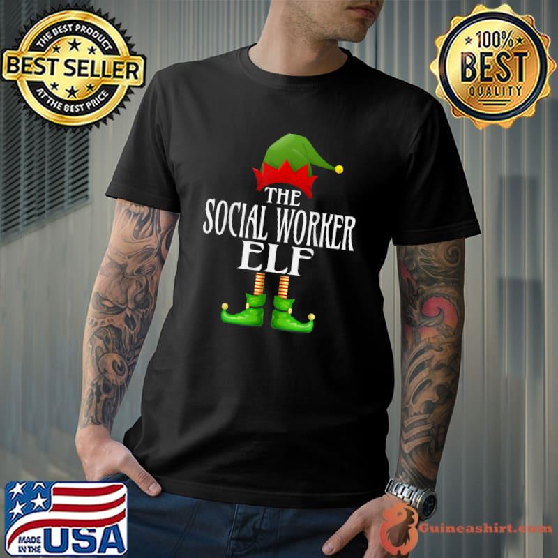 Top Social Worker Elf Xmas Funny Family Matching Christmas T-Shirt Unisex