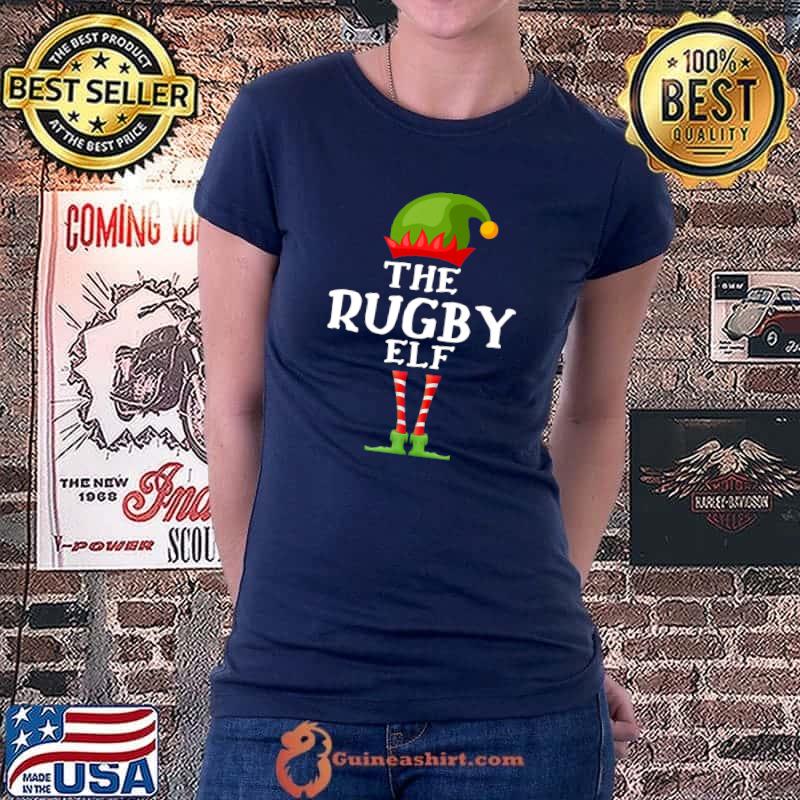 Top The Rugby Elf Matching Family Holidays Premium T-Shirt Ladiestee