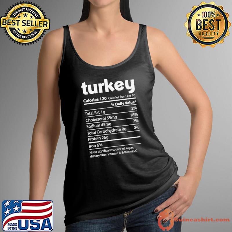 Top Turkey Nutrition Facts Funny Thanksgiving Christmas food T- Tank Top