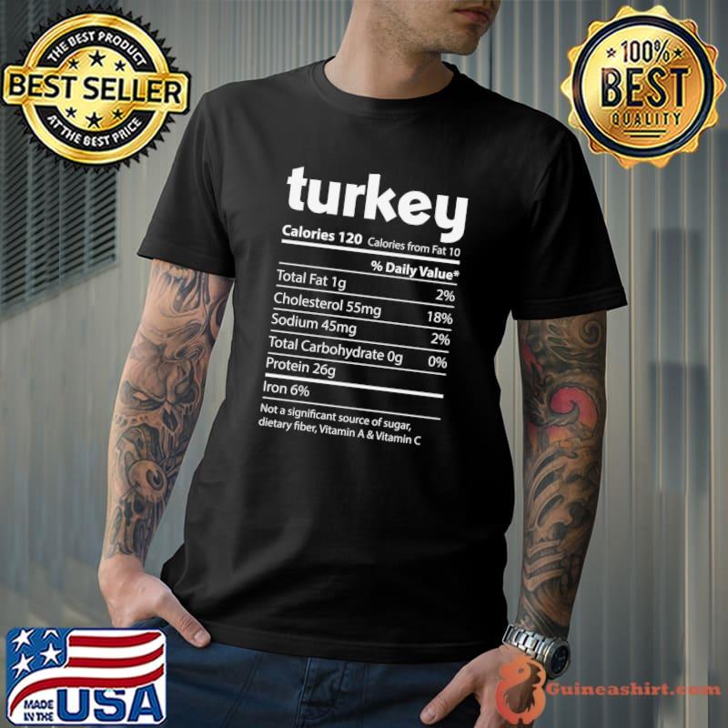 Top Turkey Nutrition Facts Funny Thanksgiving Christmas food T- Unisex
