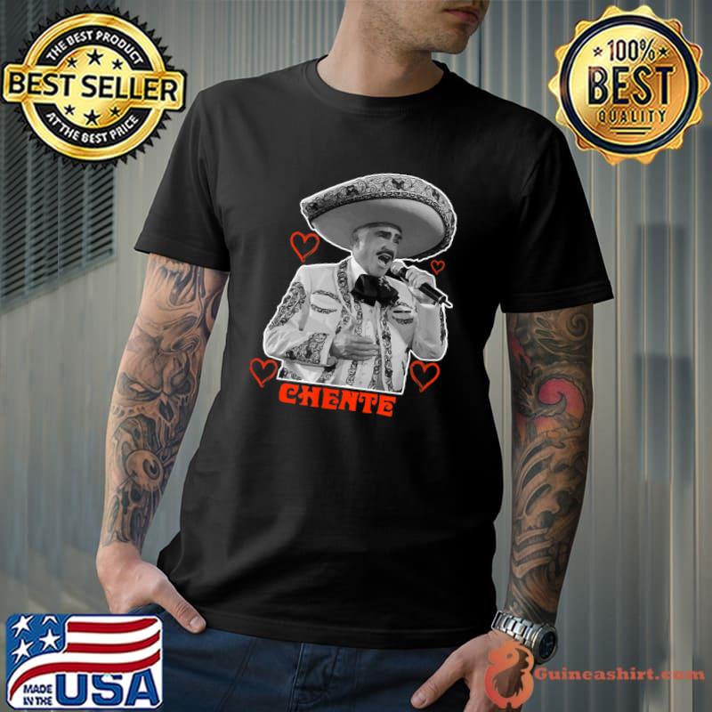Tribute Chente design with red heart. Vicente Fernández T-Shirt