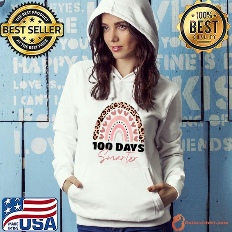 100 Days Smarter Happy 100th Day Of School Rainbow Leopard T-Shirt