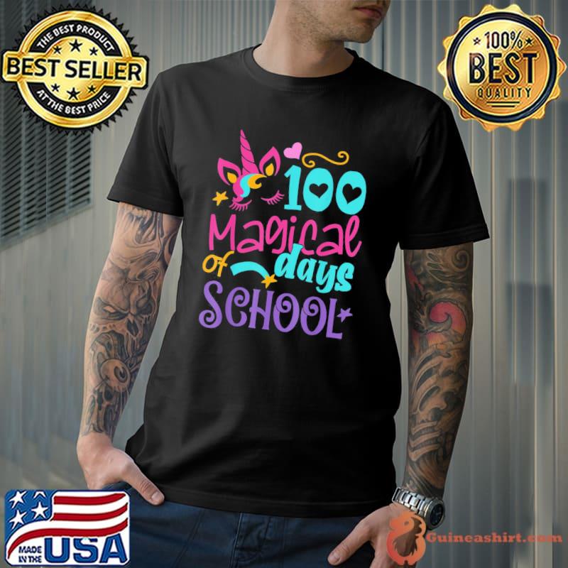 100th Day of School Unicorn 100 Magical Days Teacher T-Shirt
