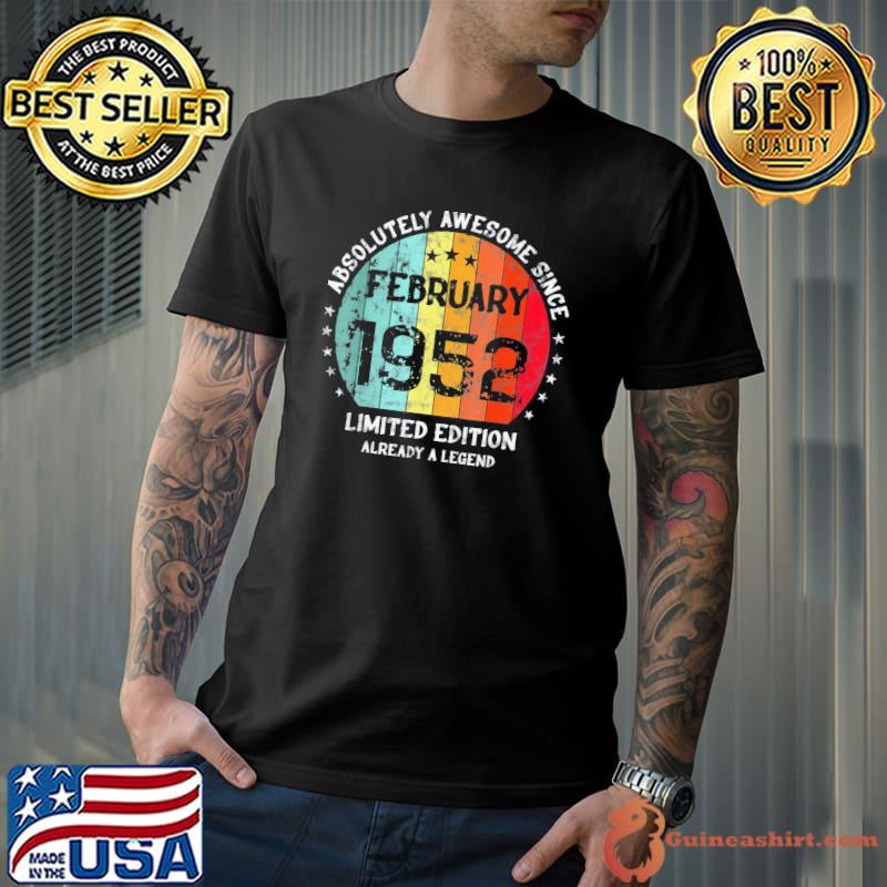 70th Birthday Absolutely Awesome Since February 1952 Vintage T-Shirt Unisex