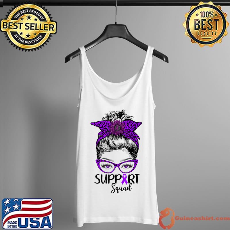 Awesome Messy Bun Support Squad Leopard Ribbon Lupus Awareness T-Shirt Tank Top