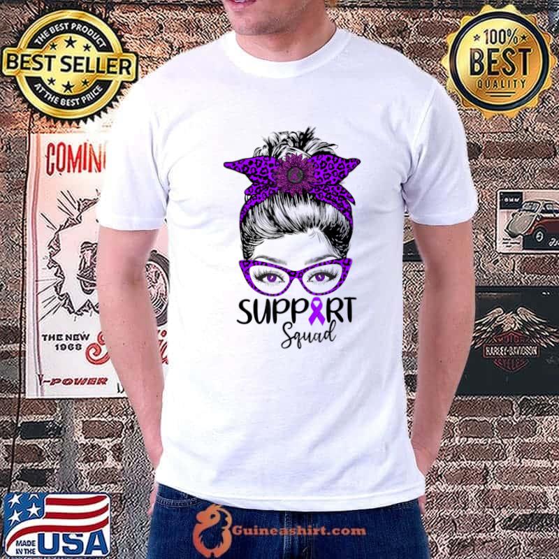 Awesome Messy Bun Support Squad Leopard Ribbon Lupus Awareness T-Shirt Unisex