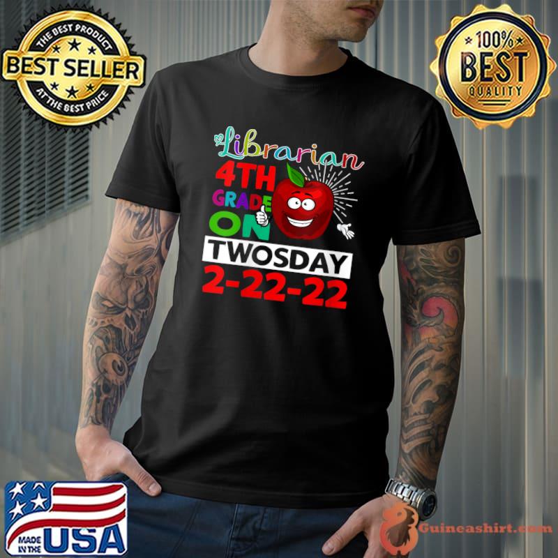 Awesome School Librarian Teacher 4th Grade Twosday T-Shirt