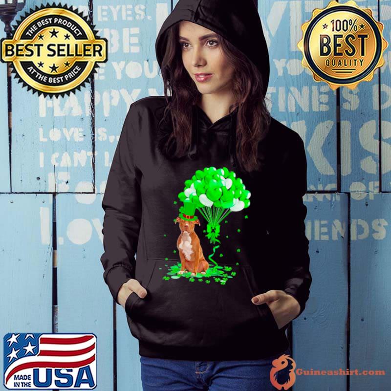 Best Lucky Balloon Brown Pitbull Terrier Hearts Valentine’s Day Shirt