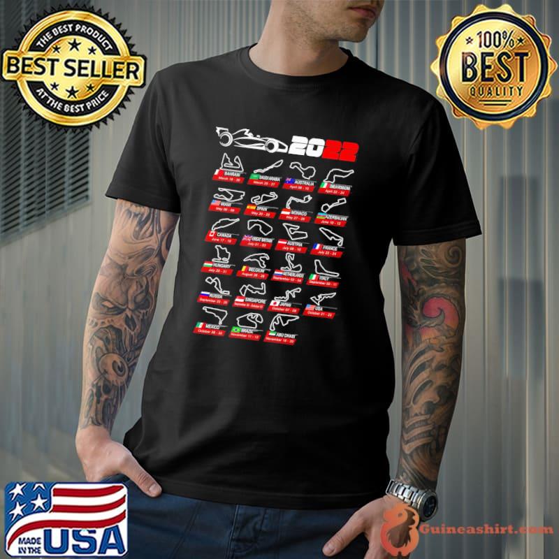 Calendar Race Cars Formula 2022 Circuits Sport Unisex T-Shirt