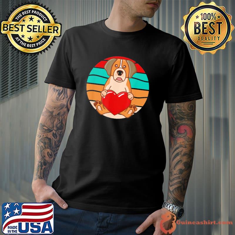 Cuddly St Saint Bernard Valentines Day Heart Retro Dog T-Shirt