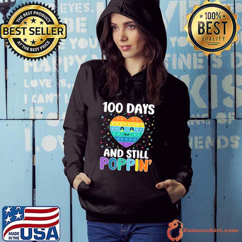Funny 100 Days Of School And Still Poppin 100th Day Heart Kids T-Shirt