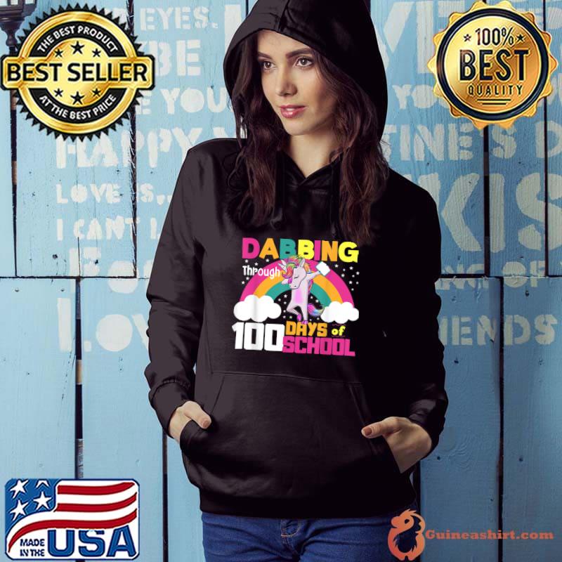 Funny 100th Day Of School Shirt Dabbing 100 Days Dab Girls T-Shirt Hoodie
