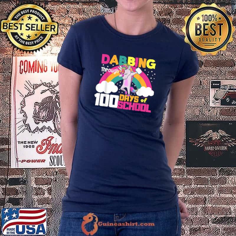 Funny 100th Day Of School Shirt Dabbing 100 Days Dab Girls T-Shirt Ladiestee