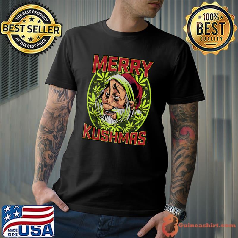 Funny Christmas holidays gift Merry Kushmas Santa Claus Raglan Baseball T Shirt