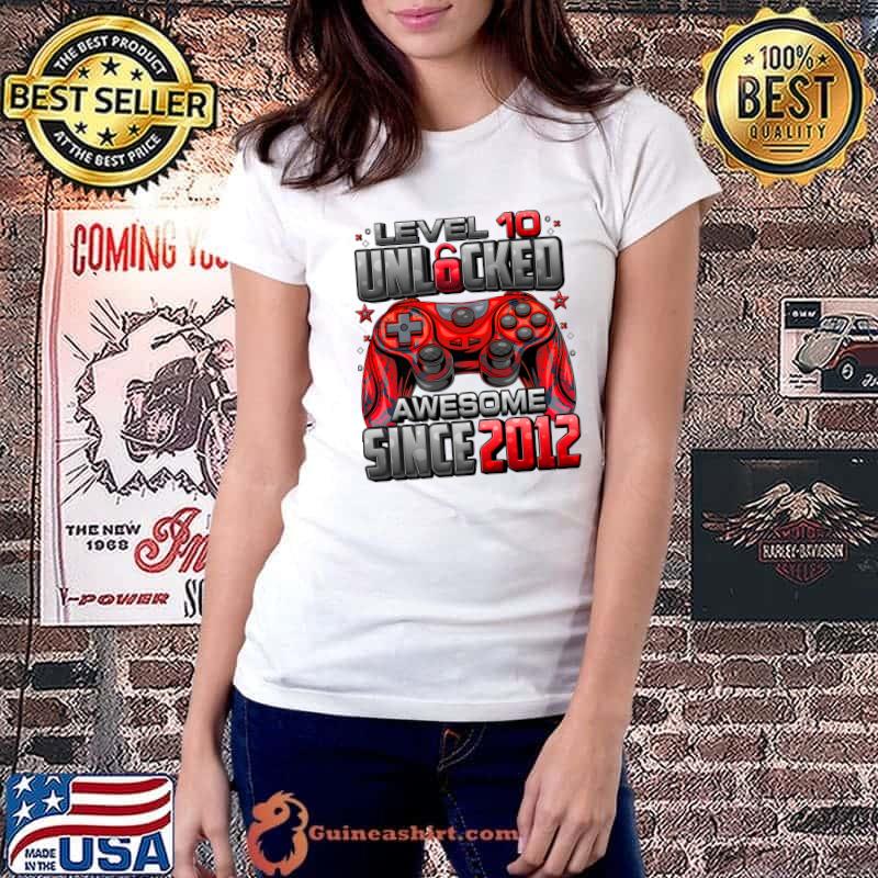 Funny Level 10 Unlocked Awesome Since 2012 10th Birthday Gaming Premium T-Shirt Ladiestee