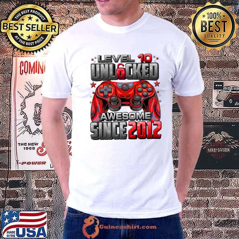 Funny Level 10 Unlocked Awesome Since 2012 10th Birthday Gaming Premium T-Shirt Unisex