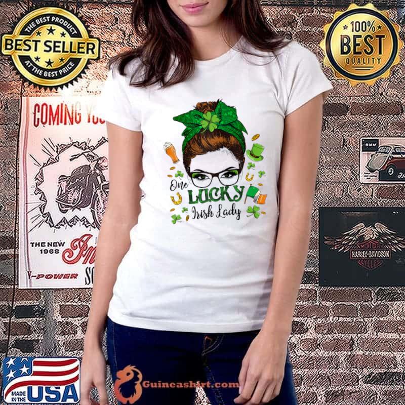 Funny One Lucky Irish Lady Ireland Flag St Patricks Day T- Ladiestee