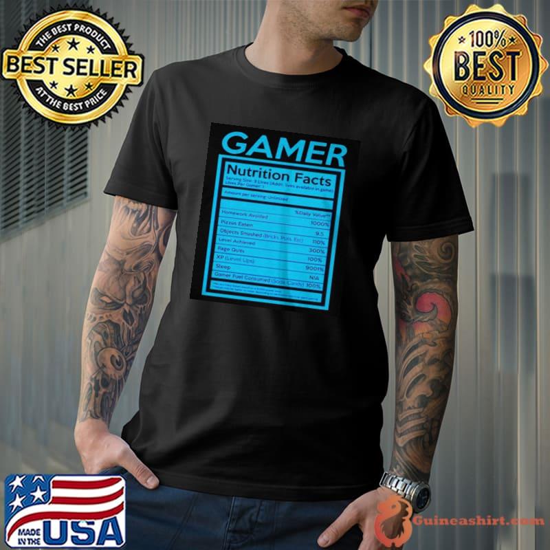 Gamer nutrition facts shirt