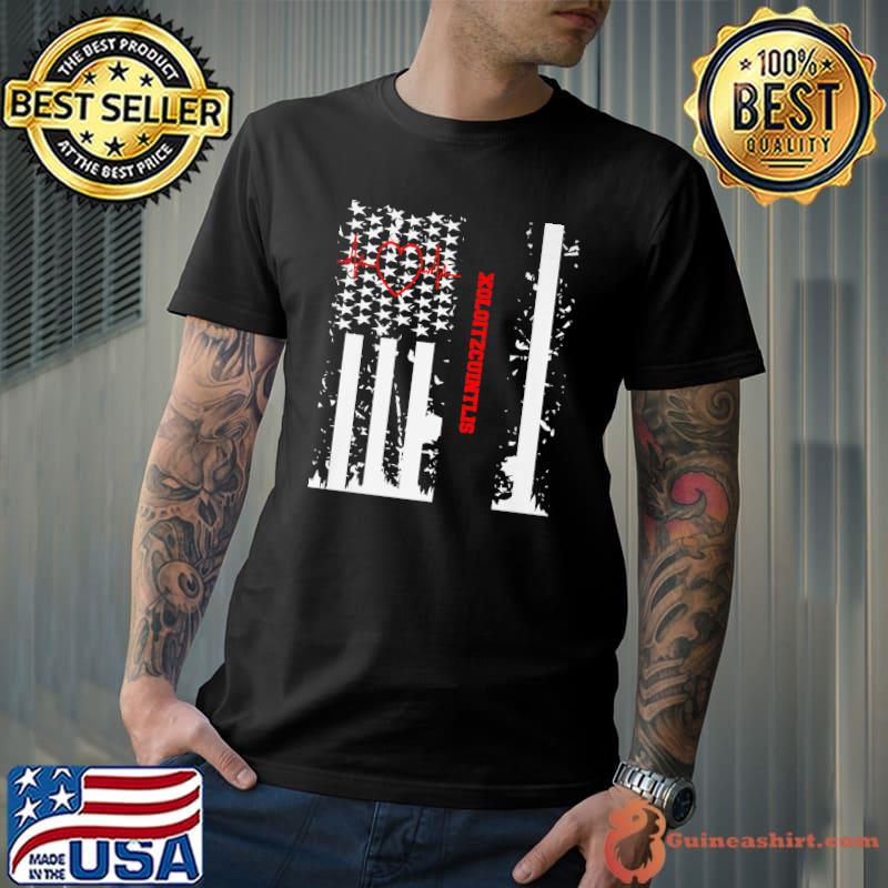 German Shorthaired Pointer Dog Graphic with Vintage USA Flag Premium T-Shirt