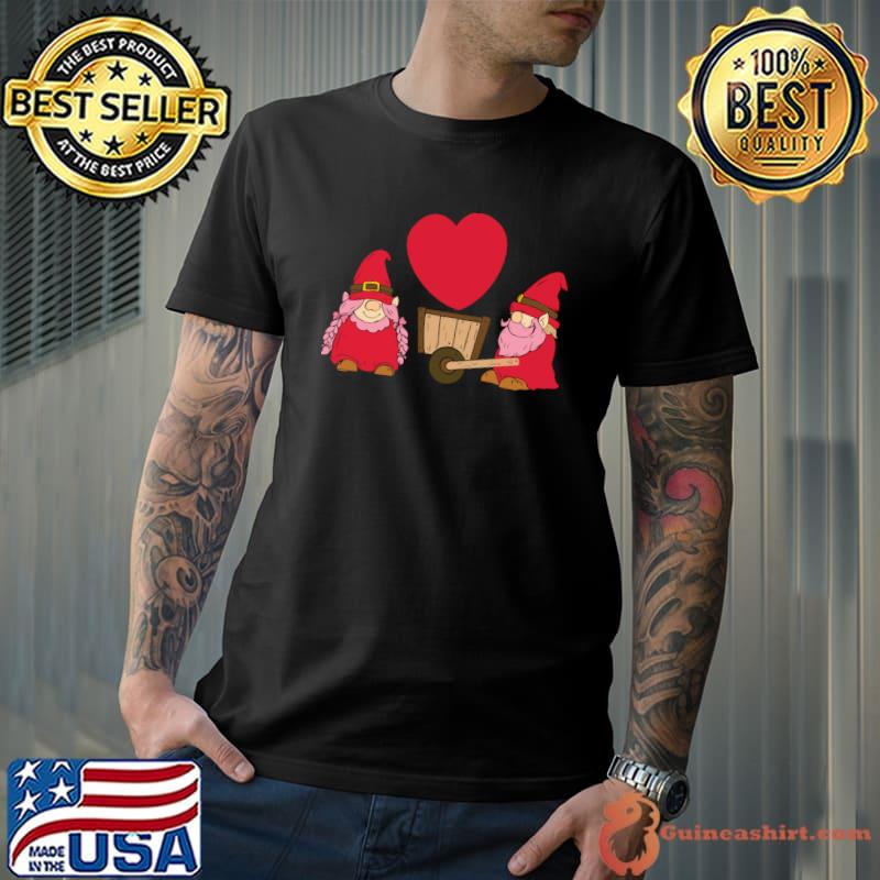 Gnome Couples Lovers Red Heart Lover Valentines Day Gnomies T-shirt