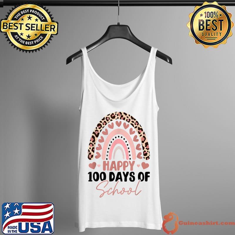 Happy 100th Day Of School 100 Days Smarter Rainbow Leopard T-Shirt Tank Top